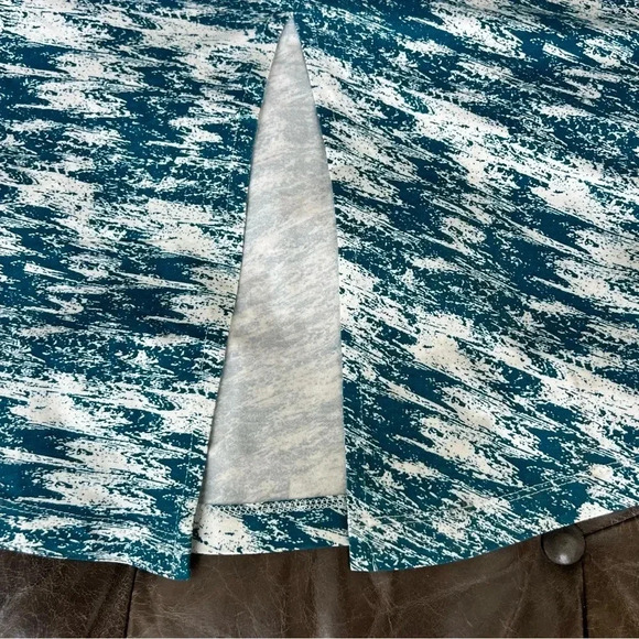 New Soft Surroundings Joanna Faux Wrap Jersey Maxi Dress Teal Cream Abstract - Picture 13 of 15